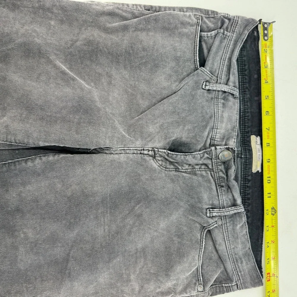 Free People Corduroy Pants Gray Wash High‎ Rise Casual Comfort Size 29